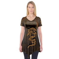 Awesome Dragon, Tribal Design Short Sleeve Tunic 