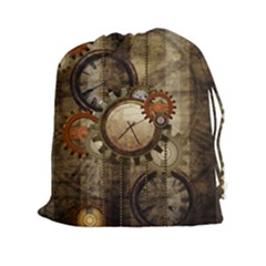 Wonderful Steampunk Design With Clocks And Gears Drawstring Pouches (XXL)