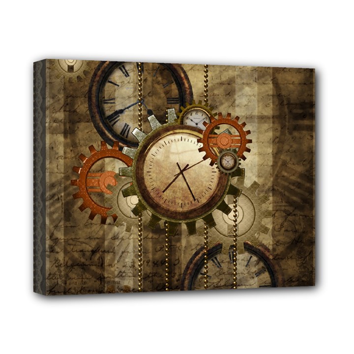 Wonderful Steampunk Design With Clocks And Gears Canvas 10  x 8 