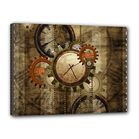 Wonderful Steampunk Design With Clocks And Gears Canvas 16  x 12 