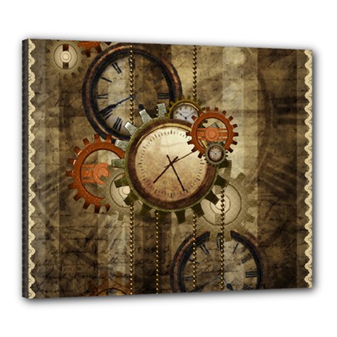 Wonderful Steampunk Design With Clocks And Gears Canvas 24  x 20 