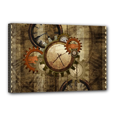 Wonderful Steampunk Design With Clocks And Gears Canvas 18  x 12 