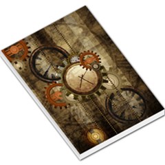 Wonderful Steampunk Design With Clocks And Gears Large Memo Pads by FantasyWorld7