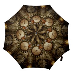 Wonderful Steampunk Design With Clocks And Gears Hook Handle Umbrellas (Large)