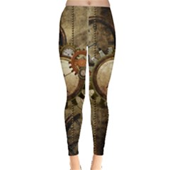 Wonderful Steampunk Design With Clocks And Gears Leggings 