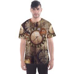 Wonderful Steampunk Design With Clocks And Gears Men s Sport Mesh Tee