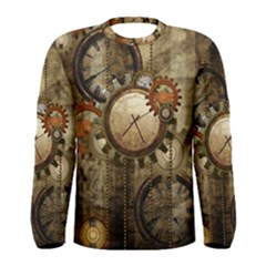 Wonderful Steampunk Design With Clocks And Gears Men s Long Sleeve Tee