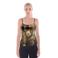 Wonderful Steampunk Design With Clocks And Gears Spaghetti Strap Top