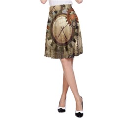 Wonderful Steampunk Design With Clocks And Gears A-Line Skirt