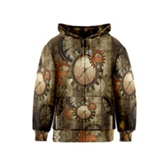 Wonderful Steampunk Design With Clocks And Gears Kids  Zipper Hoodie