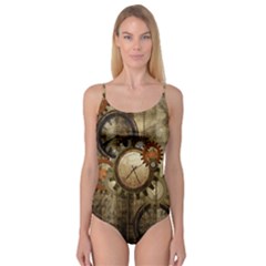 Wonderful Steampunk Design With Clocks And Gears Camisole Leotard 