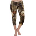 Wonderful Steampunk Design With Clocks And Gears Capri Yoga Leggings View1