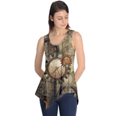 Wonderful Steampunk Design With Clocks And Gears Sleeveless Tunic