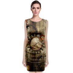 Wonderful Steampunk Design With Clocks And Gears Classic Sleeveless Midi Dress