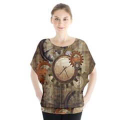 Wonderful Steampunk Design With Clocks And Gears Blouse