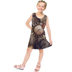 Wonderful Steampunk Design With Clocks And Gears Kids  Tunic Dress