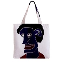 Man Portrait Caricature Zipper Grocery Tote Bag by dflcprints