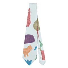 Blue Colorful Cats Silhouettes Pattern Neckties (two Side)  by Contest580383