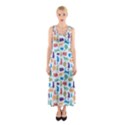 Blue Colorful Cats Silhouettes Pattern Sleeveless Maxi Dress View1