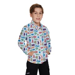 Blue Colorful Cats Silhouettes Pattern Wind Breaker (kids)