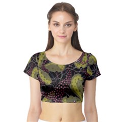 Abstract Garden Short Sleeve Crop Top (tight Fit)