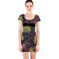 Abstract Garden Short Sleeve Bodycon Dress