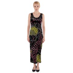 Abstract Garden Fitted Maxi Dress