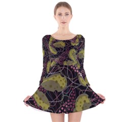 Abstract Garden Long Sleeve Velvet Skater Dress