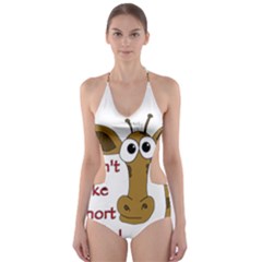 Giraffe Joke Cut-out One Piece Swimsuit by Valentinaart