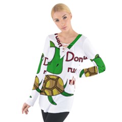 Turtle Joke Women s Tie Up Tee by Valentinaart