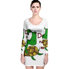 Turtle Joke Long Sleeve Velvet Bodycon Dress