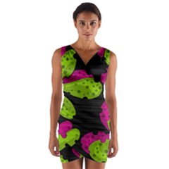 Decorative Leafs  Wrap Front Bodycon Dress