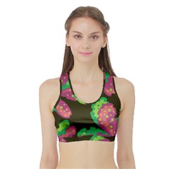 Colorful Leafs Sports Bra With Border