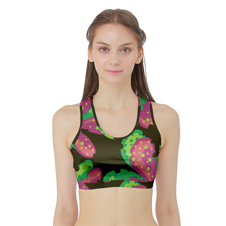 Colorful leafs Sports Bra with Border