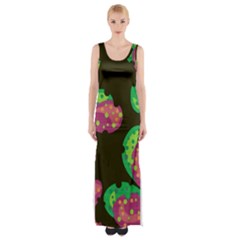 Colorful Leafs Maxi Thigh Split Dress