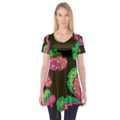 Colorful Leafs Short Sleeve Tunic  by Valentinaart