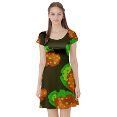 Autumn Leafs Short Sleeve Skater Dress by Valentinaart