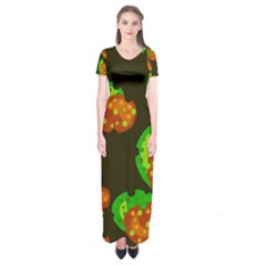 Autumn Leafs Short Sleeve Maxi Dress