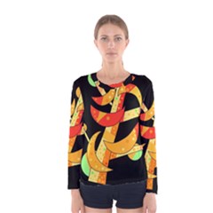 Orange Moon Tree Women s Long Sleeve Tee