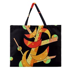 Orange Moon Tree Zipper Large Tote Bag by Valentinaart