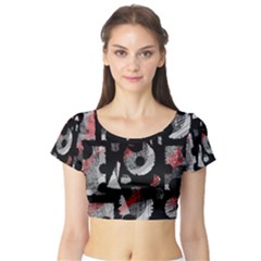 Red Shadows Short Sleeve Crop Top (tight Fit)