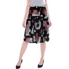 Red Shadows Midi Beach Skirt