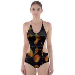 Floral Abstraction Cut-out One Piece Swimsuit by Valentinaart