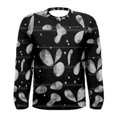 Black And White Floral Abstraction Men s Long Sleeve Tee