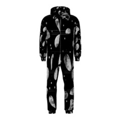 Black And White Floral Abstraction Hooded Jumpsuit (kids)