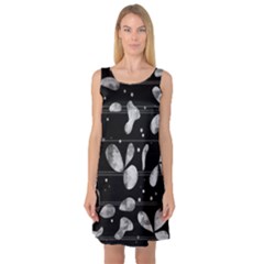 Black And White Floral Abstraction Sleeveless Satin Nightdress by Valentinaart