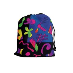 Colorful Shapes Drawstring Pouches (large) 