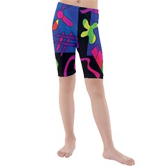 Colorful Shapes Kids  Mid Length Swim Shorts