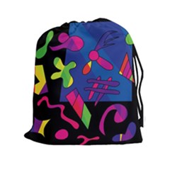 Colorful Shapes Drawstring Pouches (xxl) by Valentinaart