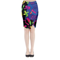 Colorful Shapes Midi Wrap Pencil Skirt by Valentinaart